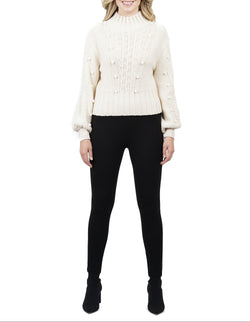 Annalise Cable Sweater with Pom Sleeves-2
